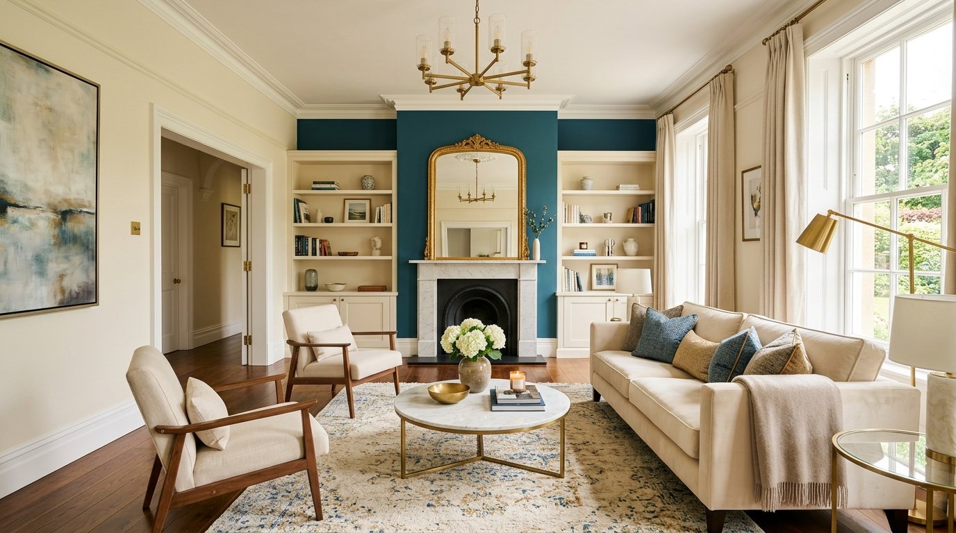 Stunning transformed living room showcasing fresh paint and meticulous cleaning