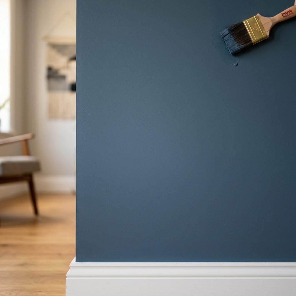Freshly painted wall with smooth, rich color finish